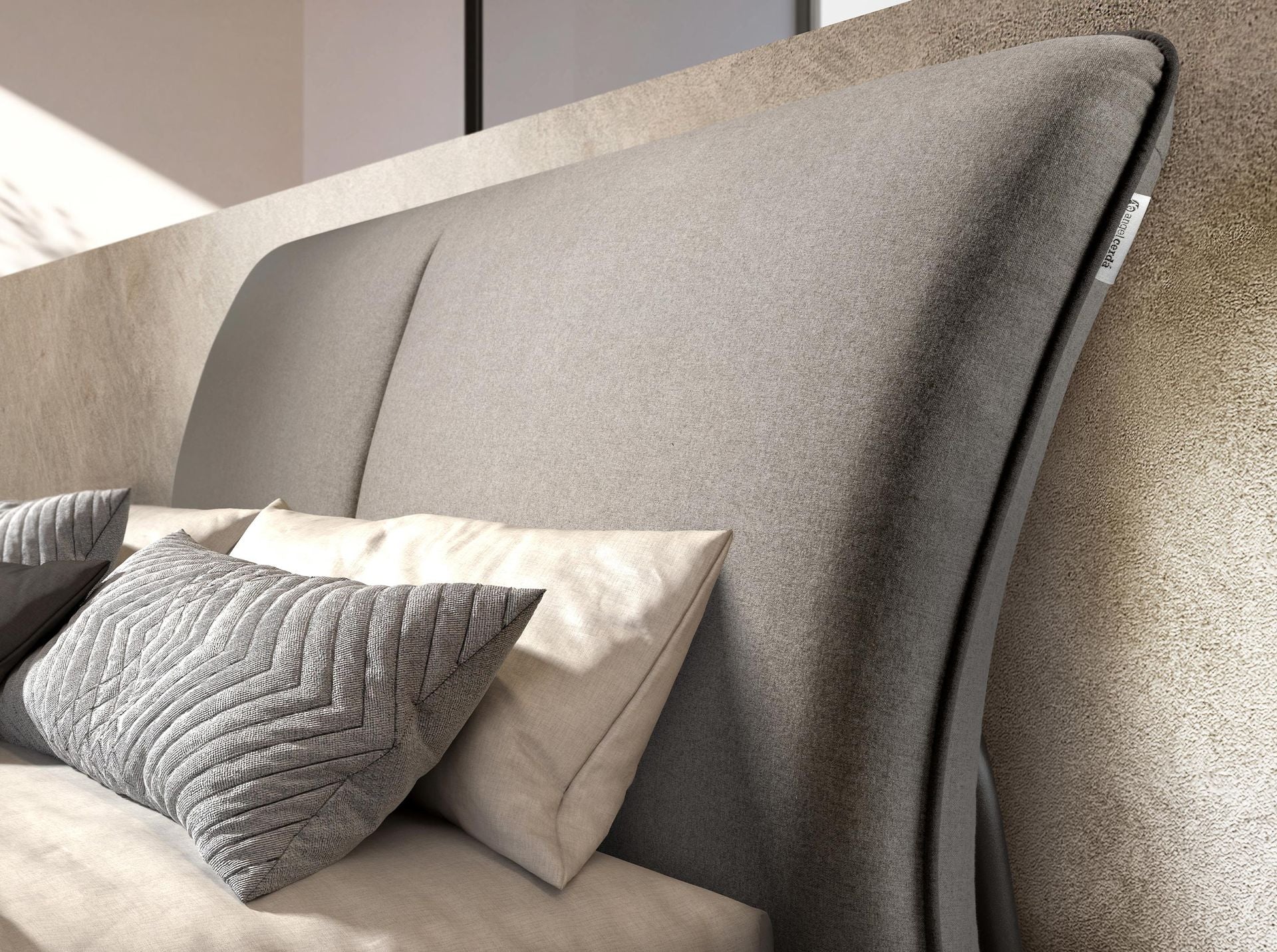 Polsterbett Dresden von Maison de Cocon – Stoff, Farbe Dunkelgrau, 180x200 cm, Detailansicht