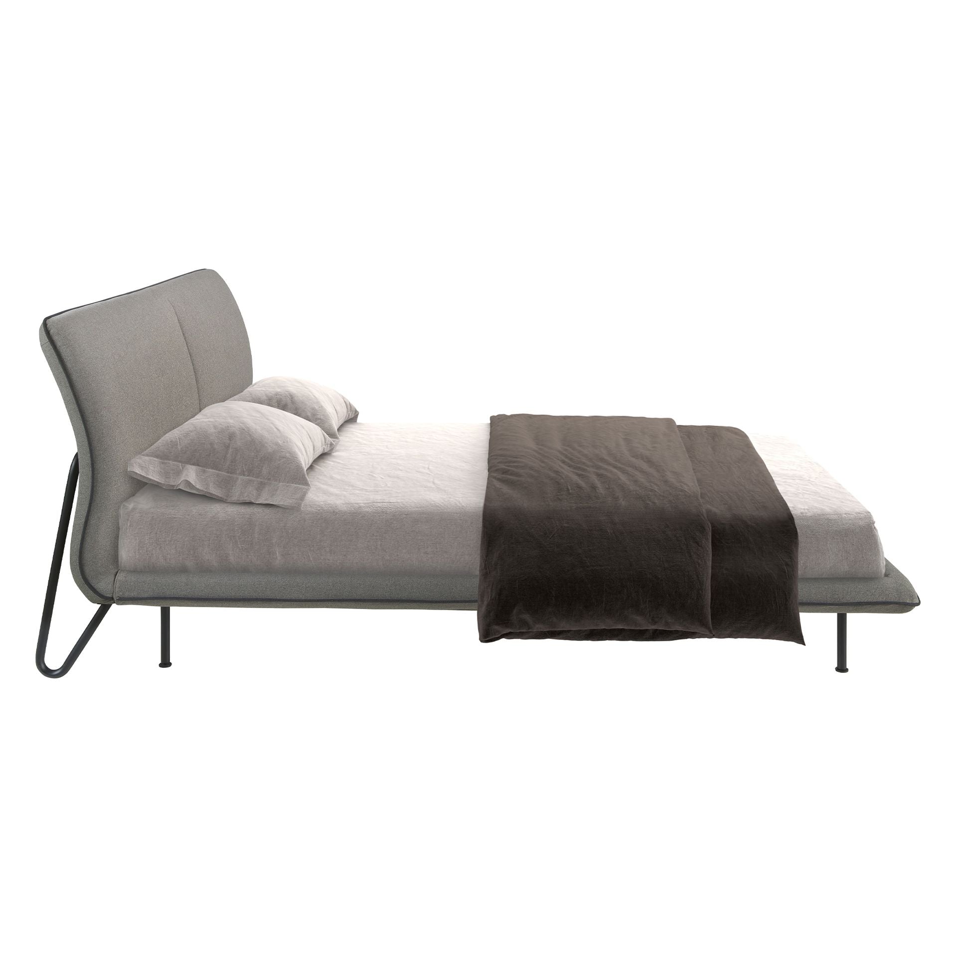 Polsterbett Dresden von Maison de Cocon – Stoff, Farbe Dunkelgrau, 180x200 cm, Seitenansicht