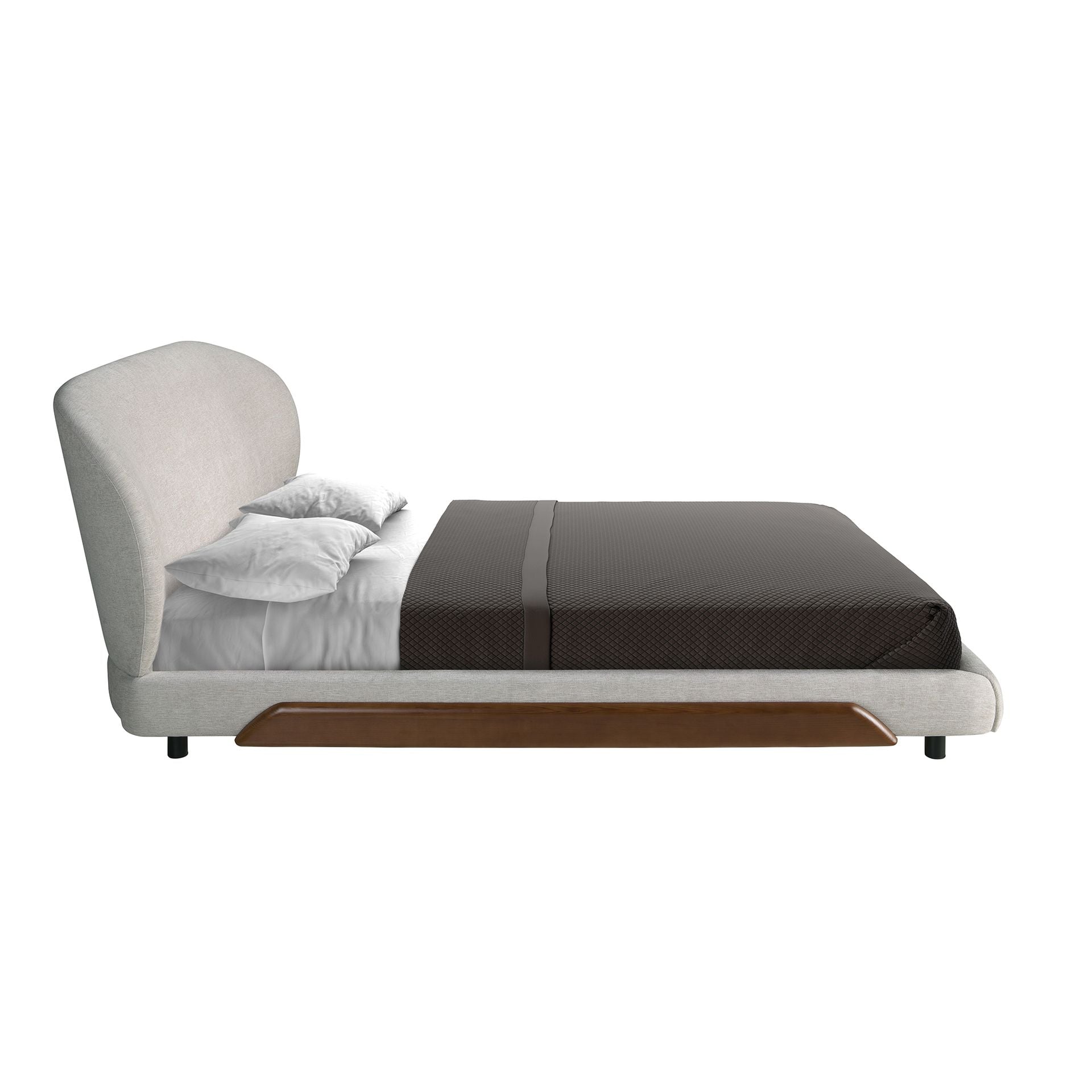 Polsterbett Duisburg von Maison de Cocon – Stoff, Farbe Hellgrau, 180x200 cm, Seitenansicht