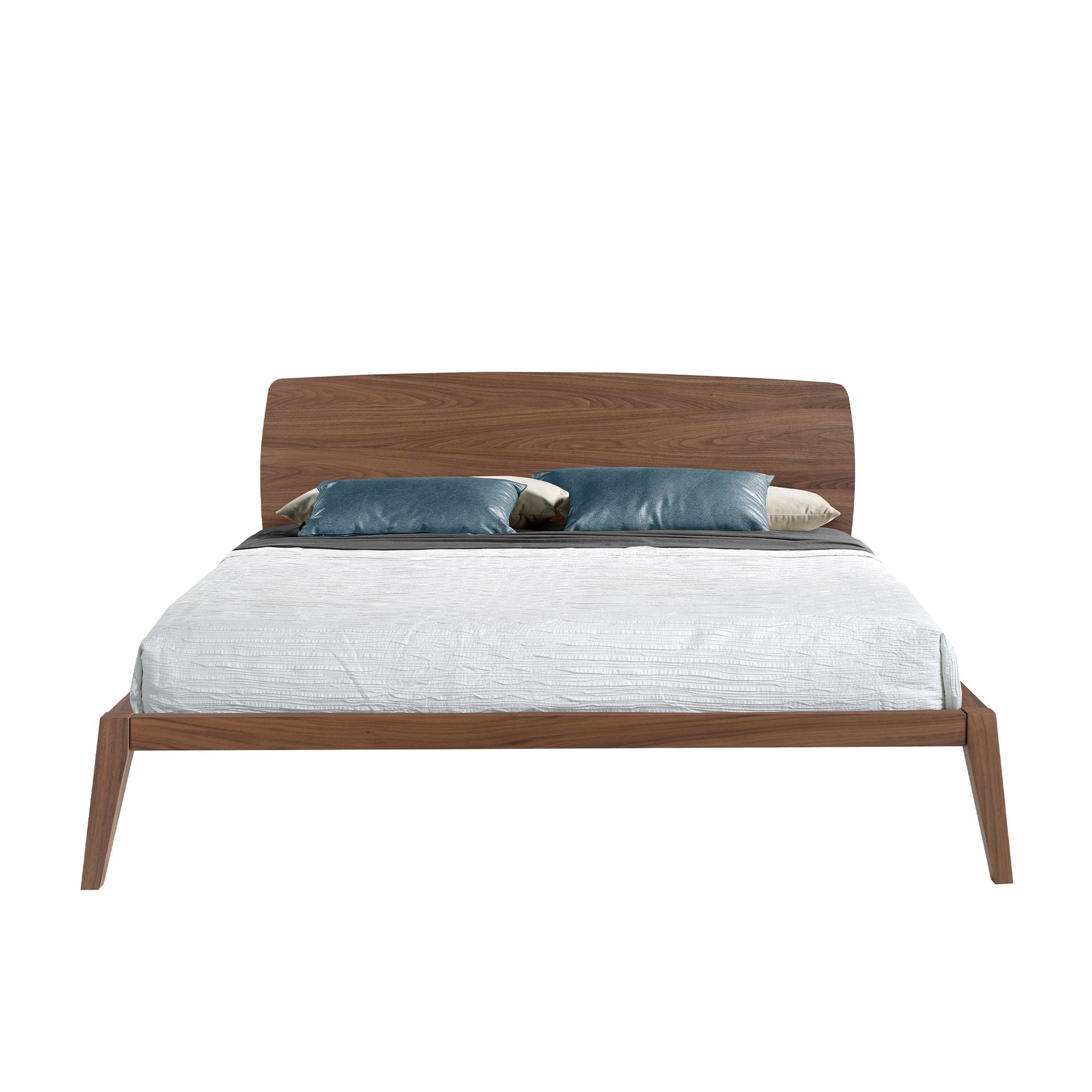 Holzbett Essen von Maison de Cocon – Holz, Farbe Walnuss, 160x200 cm, Frontalansicht