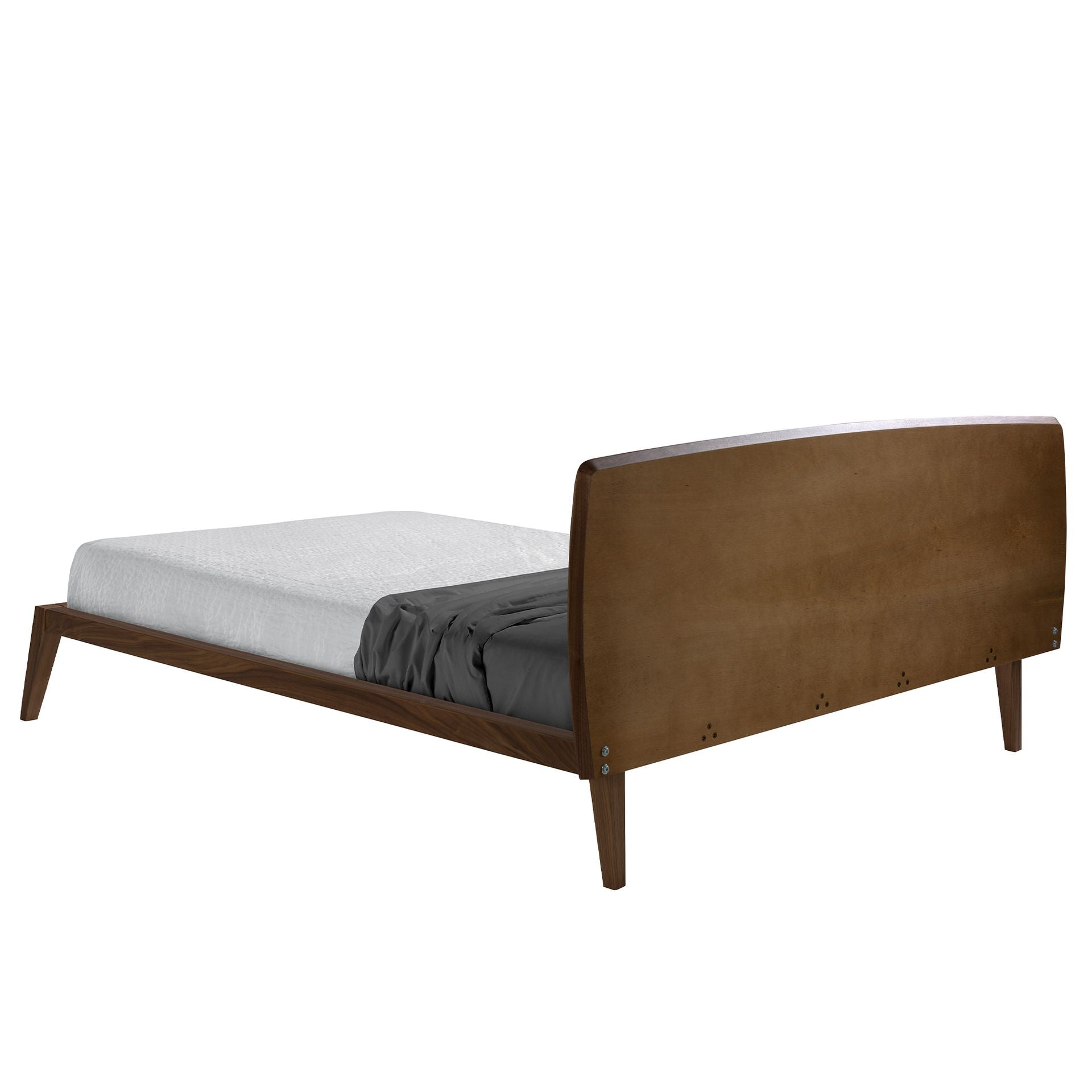 Holzbett Essen von Maison de Cocon – Holz, Farbe Walnuss, 160x200 cm, Rückansicht