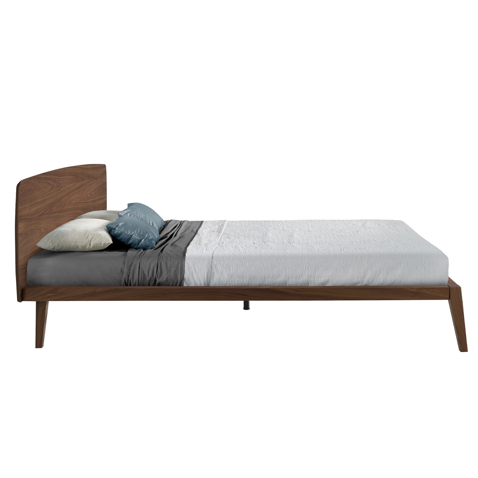 Holzbett Essen von Maison de Cocon – Holz, Farbe Walnuss, 160x200 cm, Seitenansicht