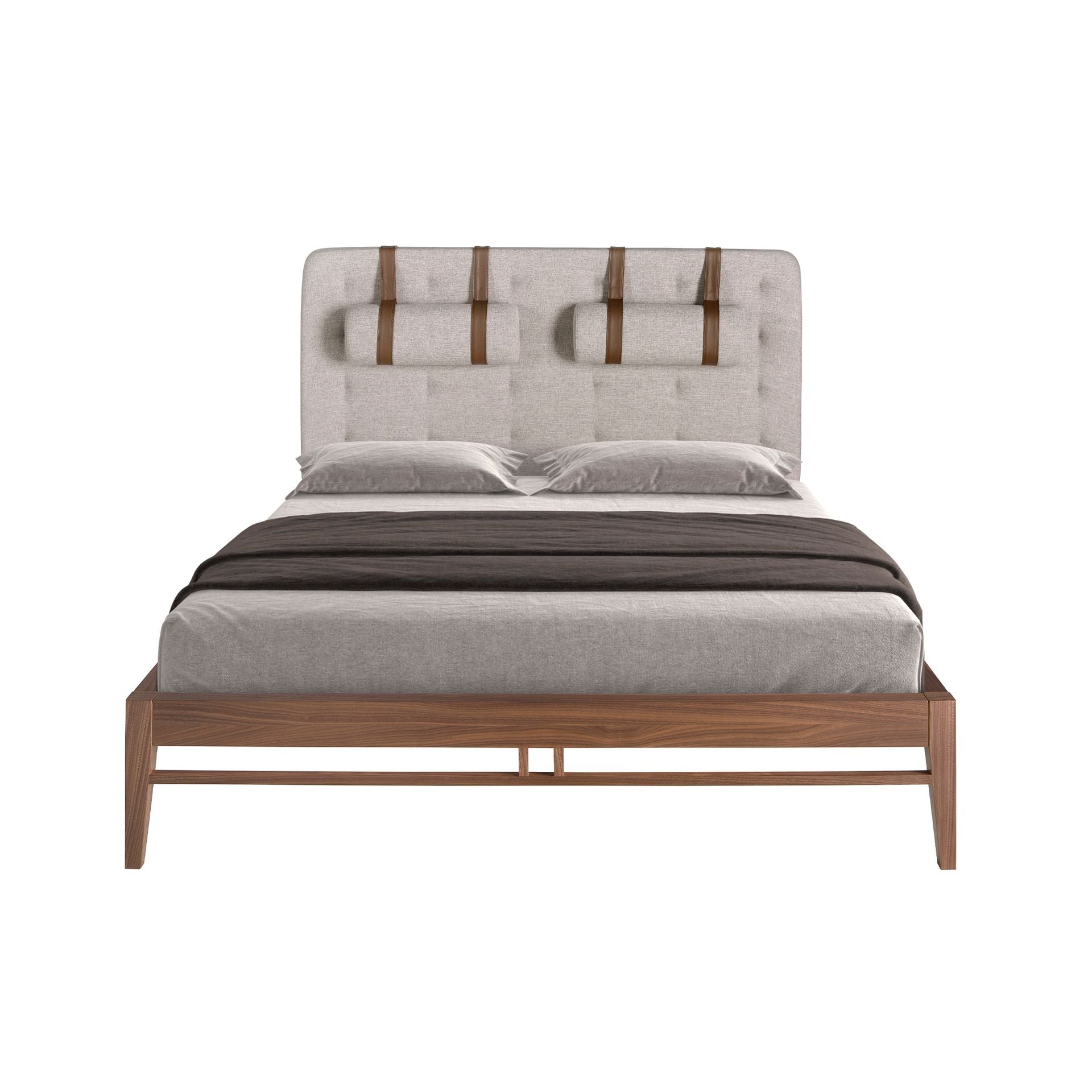 Polsterbett Frankfurt von Maison de Cocon – Stoff, Farbe Warmgrau, 160x200 cm, Frontalansicht 2