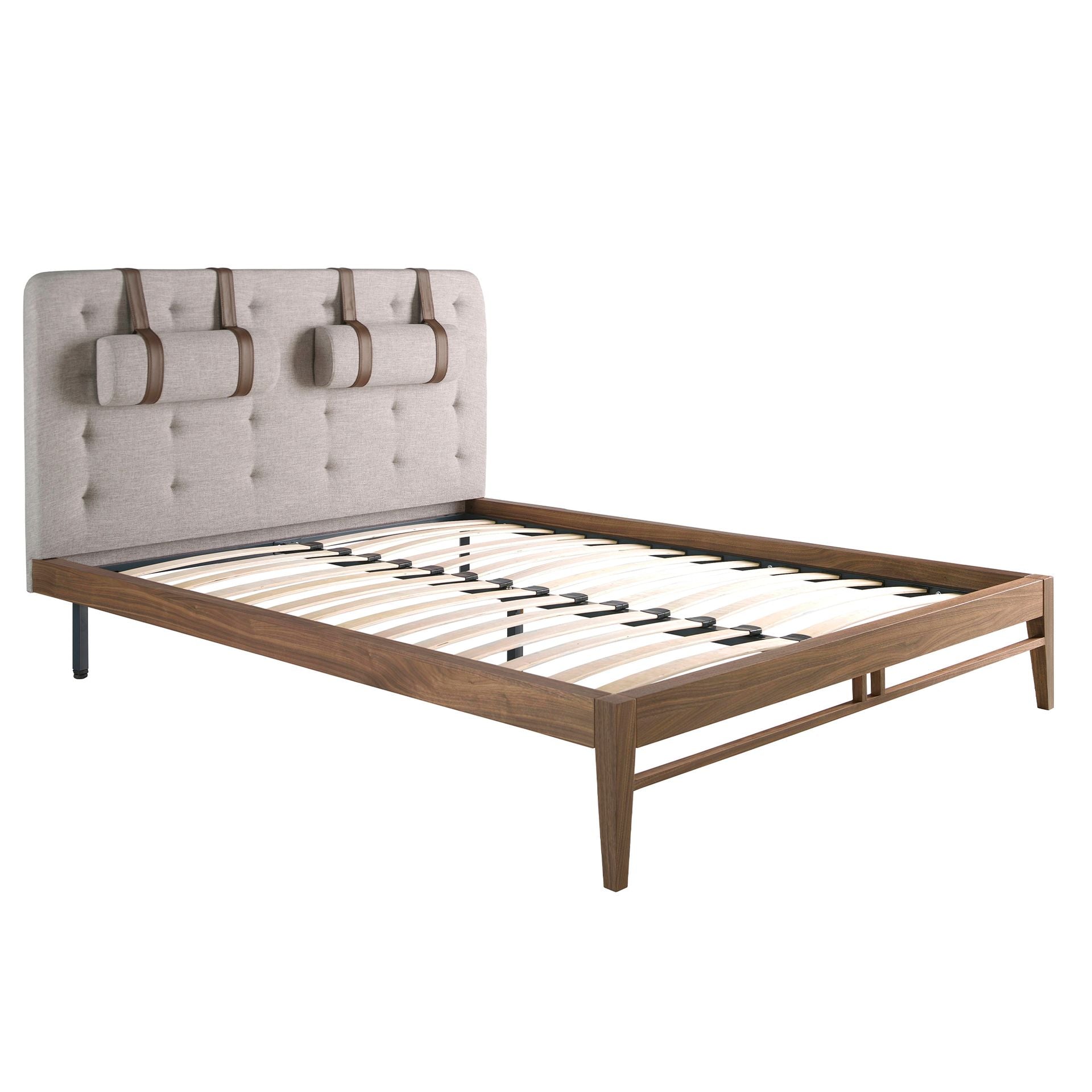 Polsterbett Frankfurt von Maison de Cocon – Stoff, Farbe Warmgrau, 160x200 cm, Rahmenansicht