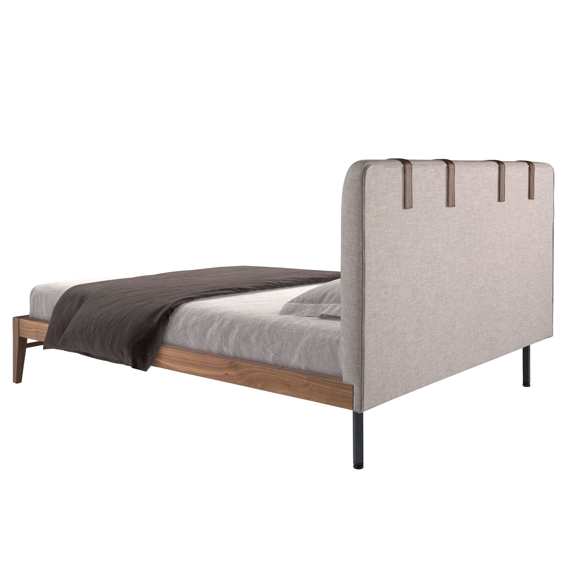 Polsterbett Frankfurt von Maison de Cocon – Stoff, Farbe Warmgrau, 160x200 cm, Rückansicht