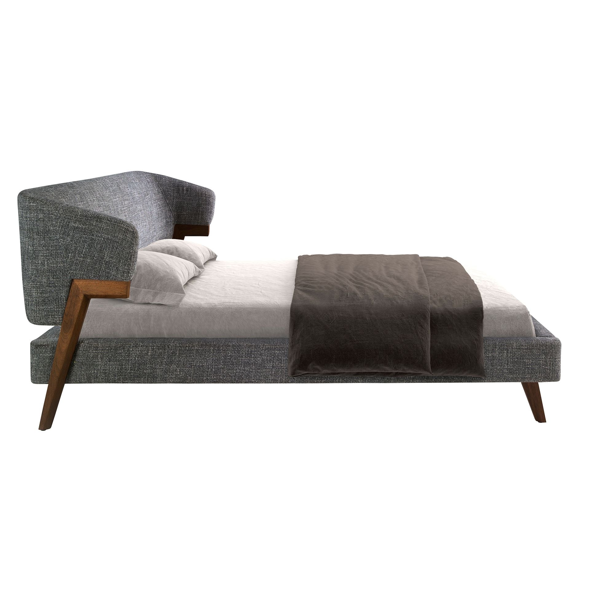 Polsterbett Hannover von Maison de Cocon – Stoff, Farbe Grau, 180x200 cm, Seitenansicht