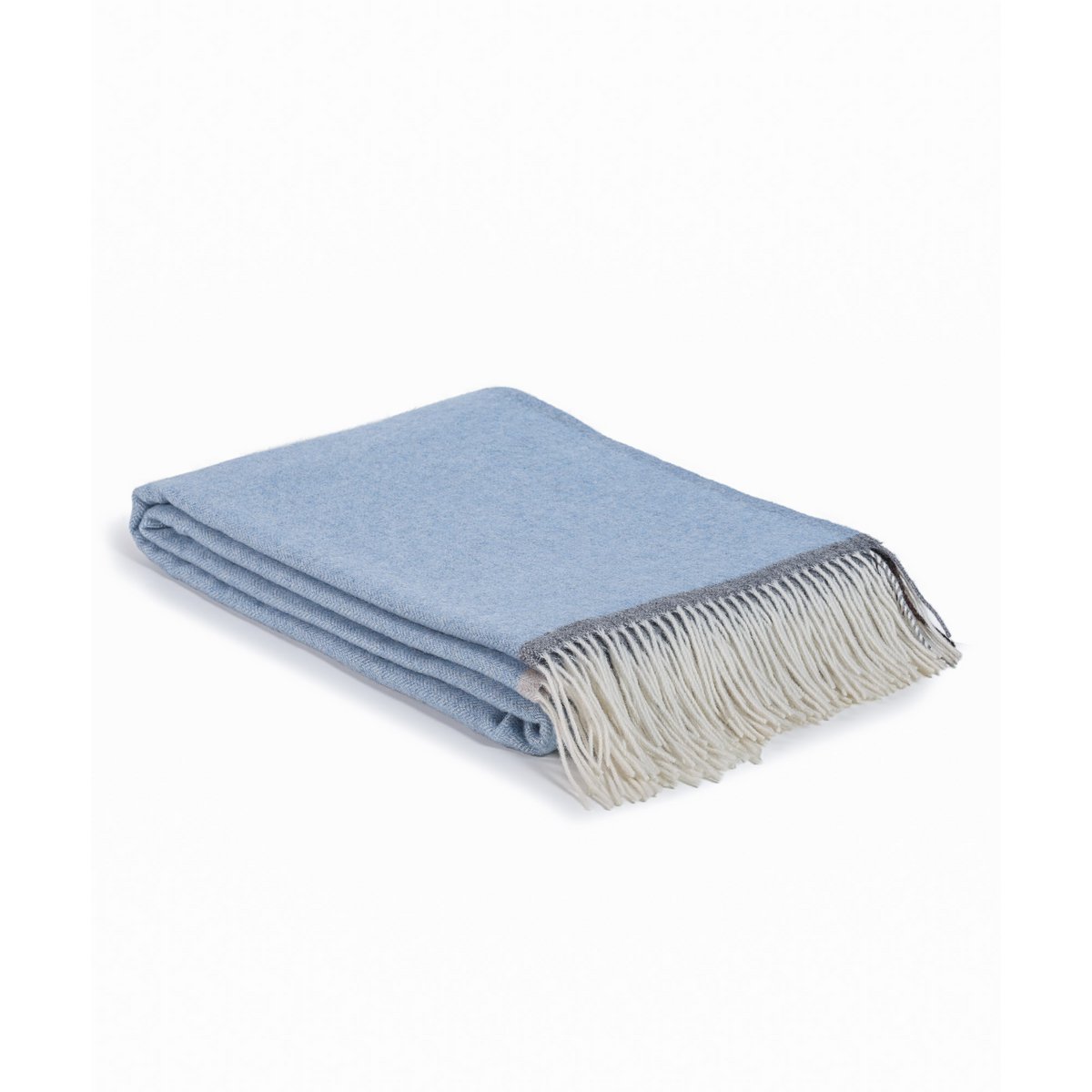 Close-up of Merino & Cashmere Throw Blanket Milano's soft blue texture