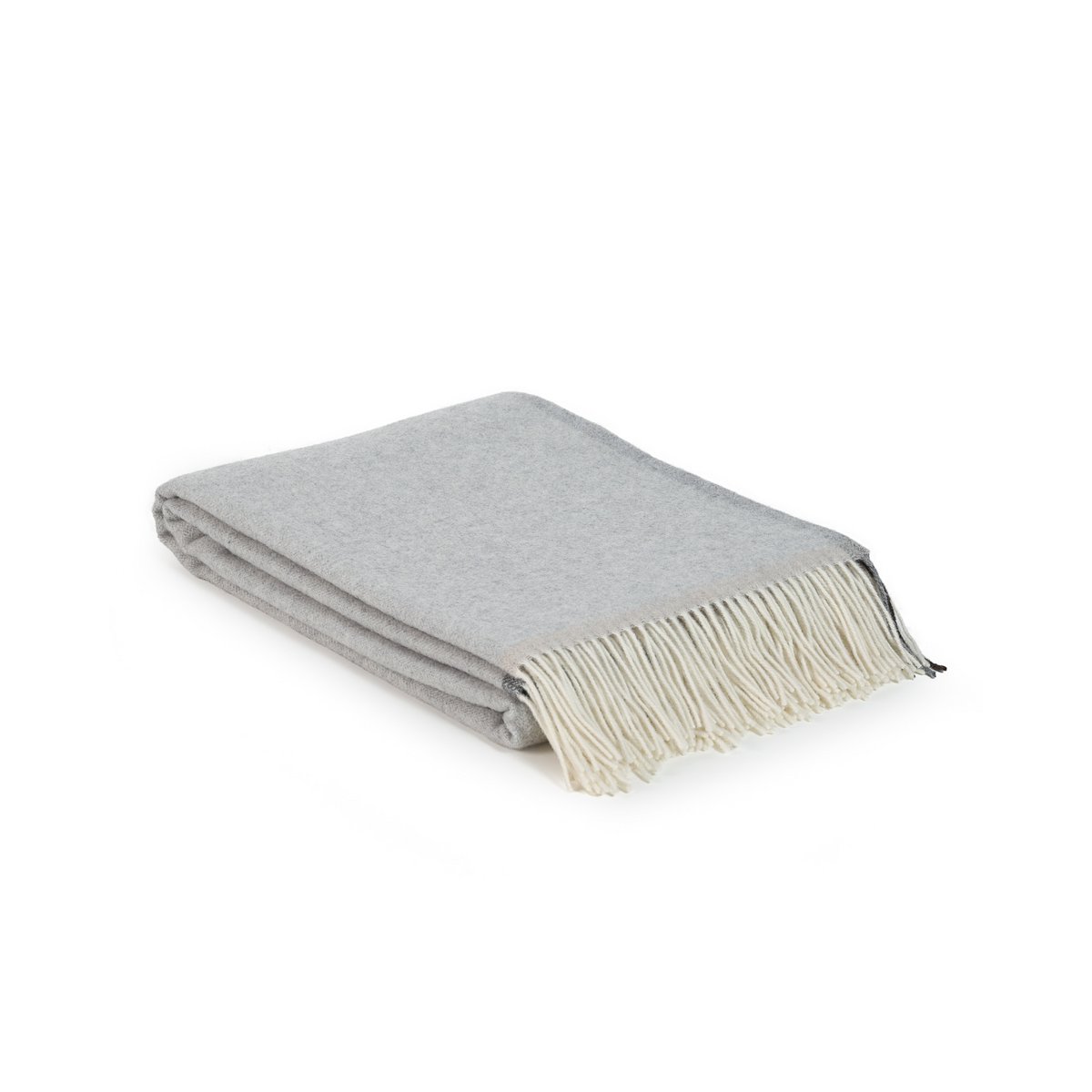 Folded Merino & Cashmere Throw Blanket Milano in light grey