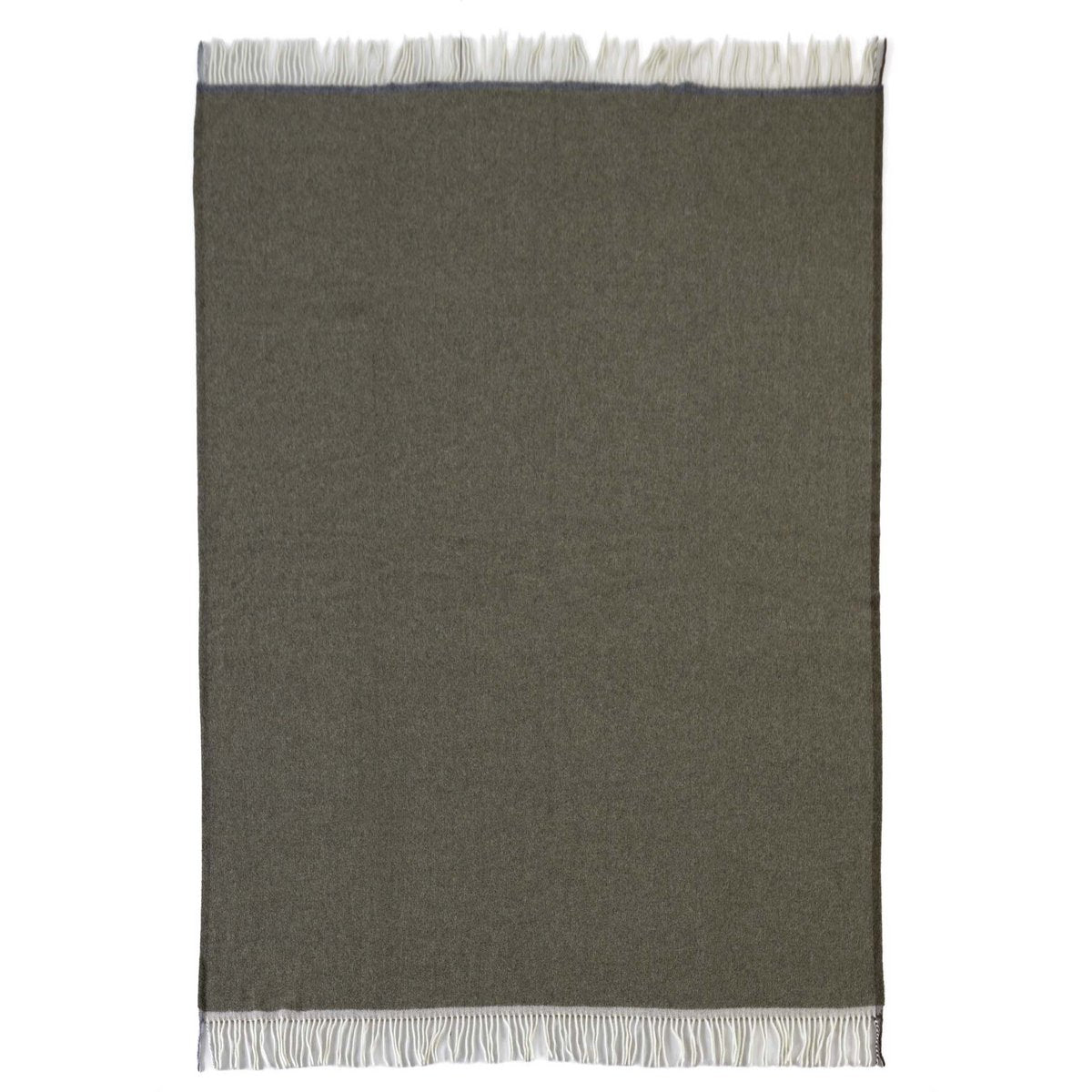 Detail of the Milano Verde Orlo throw's deep green and grey orlo trim