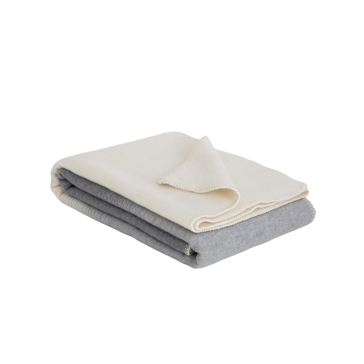 Folded Merino & Cashmere Throw Blanket Silver Cloud showing grey-to-white gradient