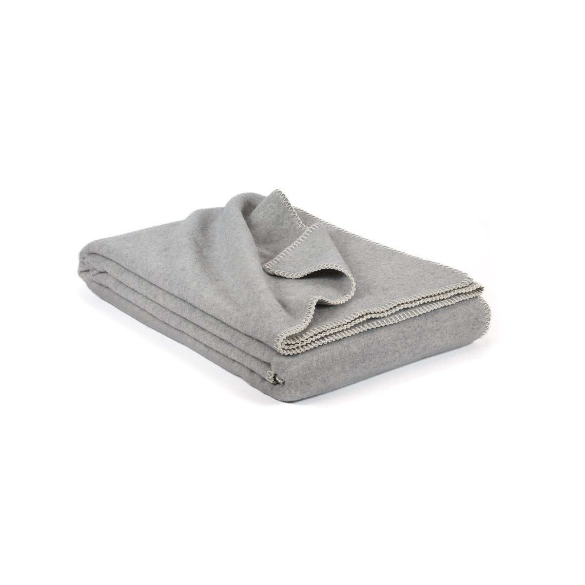 Close-up of Luma Soft blanket's soft cashmere-wool texture in gray
