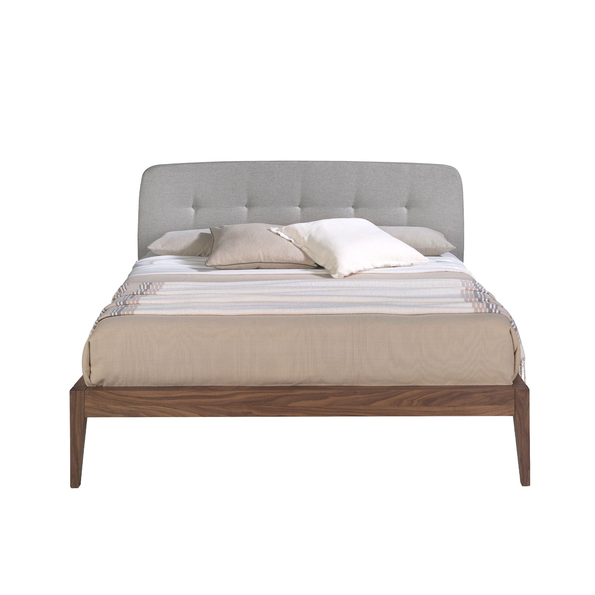 Polsterbett Münster von Maison de Cocon – Stoff, Farbe Grau, 160x200 cm, Frontalansicht 2