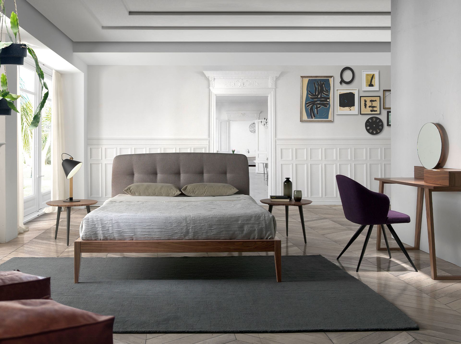 Polsterbett Münster von Maison de Cocon – Stoff, Farbe Grau, 160x200 cm, Frontalansicht
