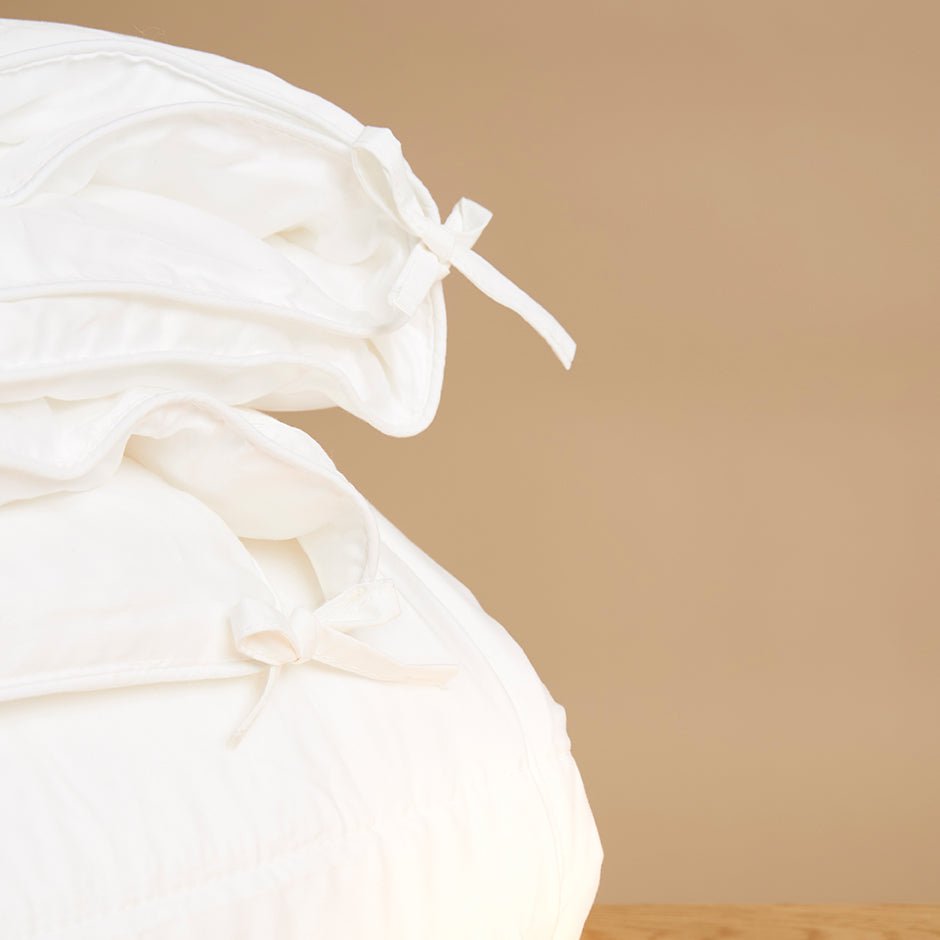 Close-up of the tie string detail on the Tencel™ Four Seasons Duvet