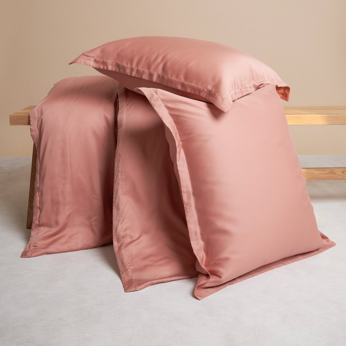 Tencel™ Sateen Duvet Cover in Terra Pink, folded