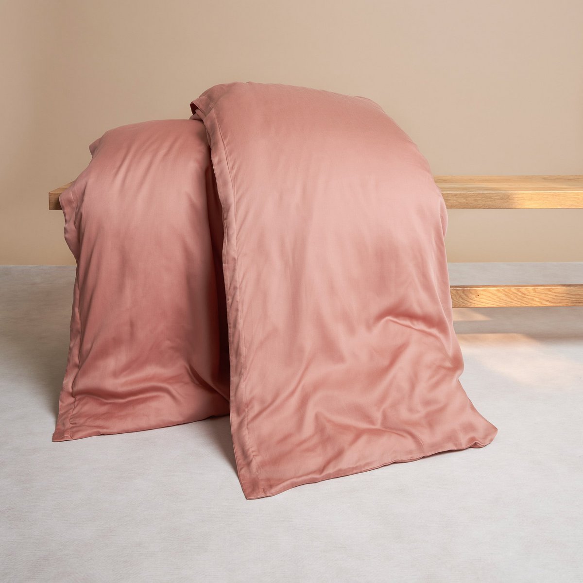 Tencel™ Sateen Duvet Cover in Terra Pink, alternate bed styling