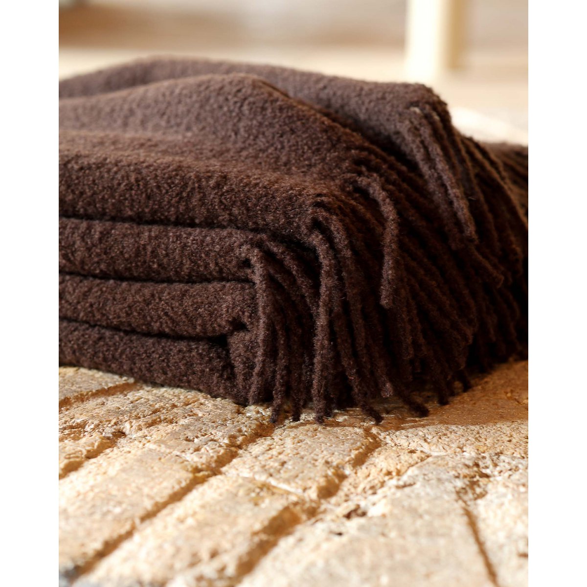 Wool Bouclé Throw Blanket Paris styled in a room setting