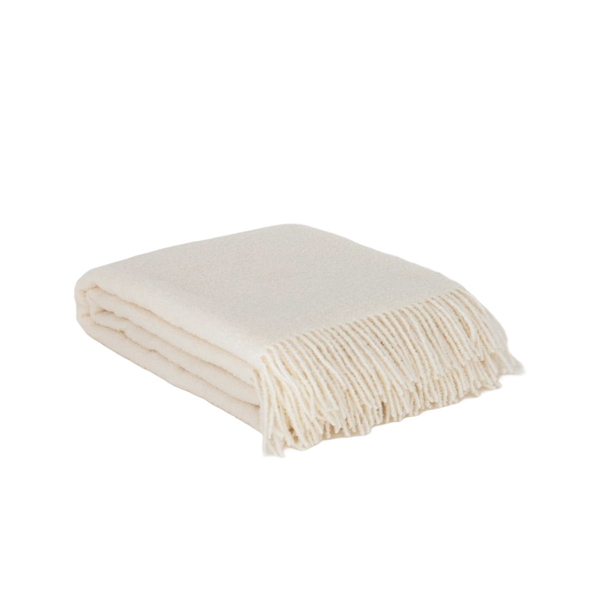 Folded Wool Bouclé Throw Blanket Paris in white, showing textured knit