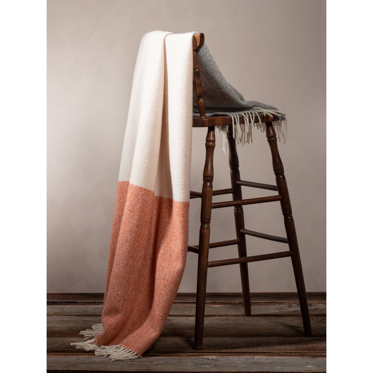 Close-up of City Stripe throw's striped woven texture