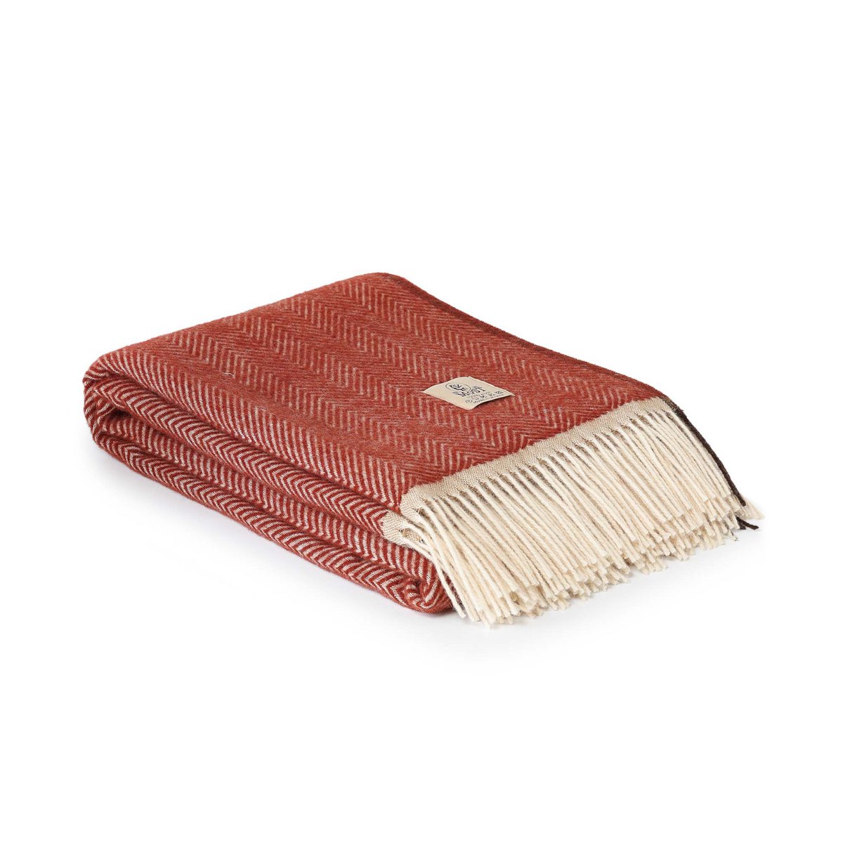 Folded Wool Throw Blanket Denver in terra red