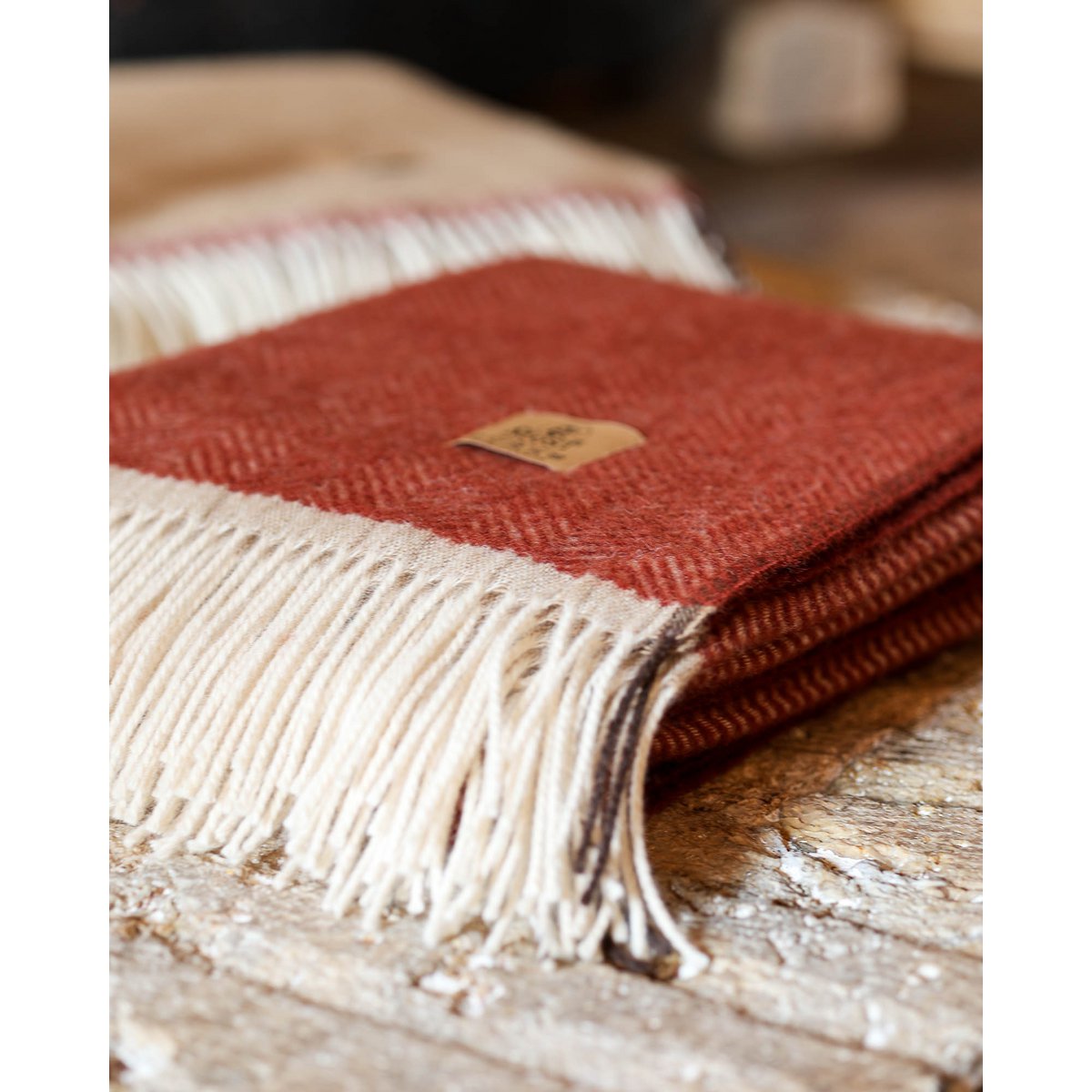 Wool Throw Blanket Denver in terra styled with zigzag pattern