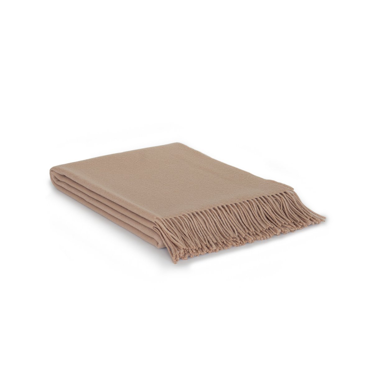 Folded Wool Throw Blanket Rio in beige, showing wool texture