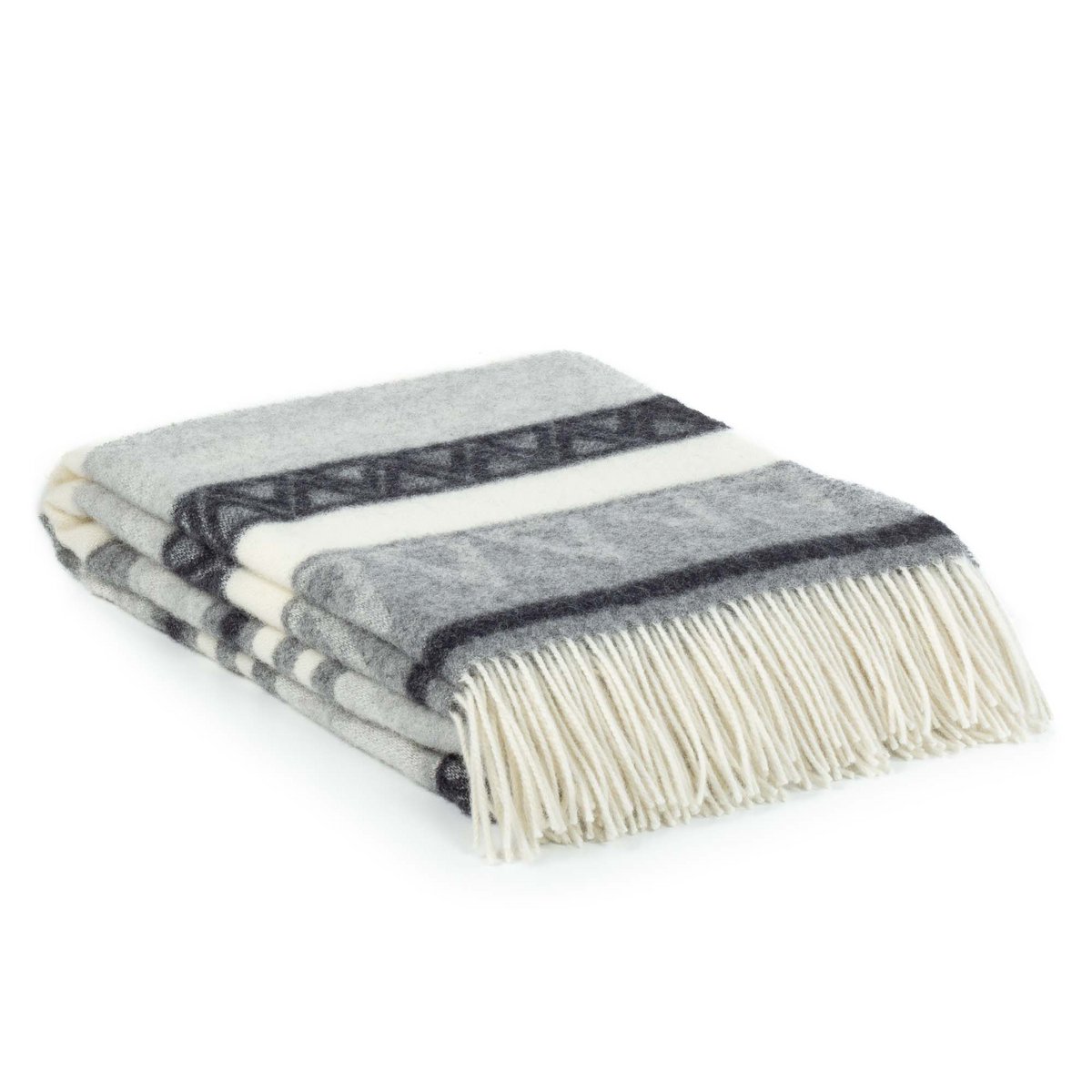 Folded Wool Throw Blanket Triangel in grey and white triangle pattern