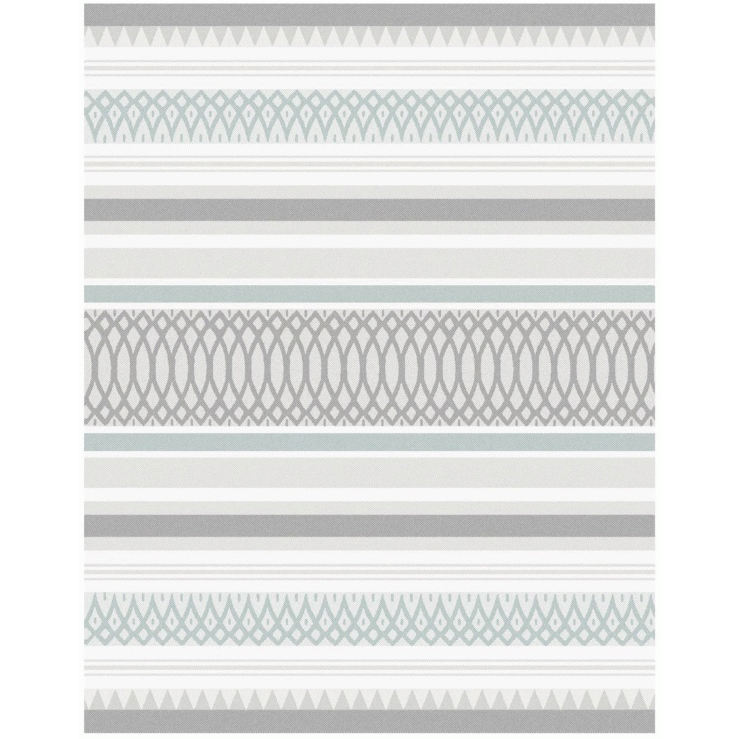 Fabric swatch of the Ugle throw showing its soothing blue, grey, and white tones